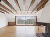 Lichtdurchflutetes Dachgeschoss mit Sichtbalken - Dachgeschosswohnung mit Kamin und außergewöhnlichem Gestaltungspotenzial