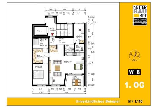 WHG 8 3. Obergeschoss.jpg - Etagenwohnung mit 85,80 m&sup2; in Fürth zum Kaufen