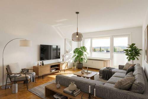 Wohnzimmer (visualisiert) - 3 Zimmer Etagenwohnung in Fürstenfeldbruck