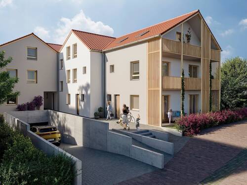Blick von vorn - Ruhige Wohnung im Dachgeschoss mit 2 Balkonen