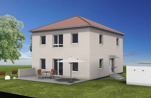 Hausbeispiel Terrassenseite - Einfamilienhaus mit Grundstück in Pulsnitz