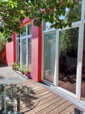 Aussenansicht Terrasse - Doppelhaushälfte mit 123,00 m&sup2; in Frankfurt am Main zum Kaufen