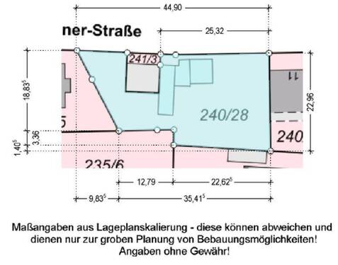 Lageplan mit Grobmaße - 