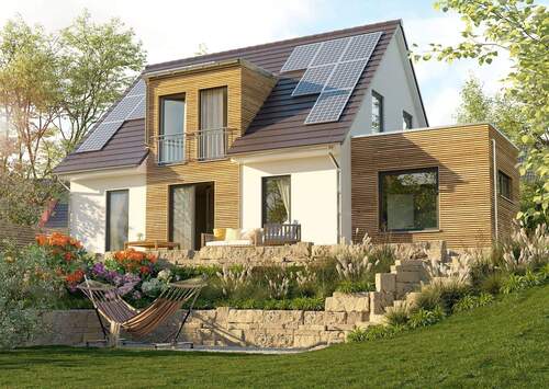 Final_Ext_Einfamilienhaus_Flair_125_Kubus_GardenView_Cam001_Holz - 4 Zimmer Einfamilienhaus zum Kaufen in Habichtswald