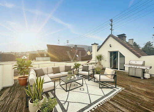 Dachterrasse - Visualisierung Dachterrasse mit Ausblick - 