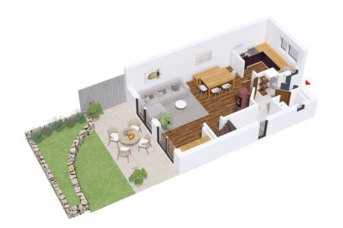 Erdgeschoss mit überdachter Terrasse - 