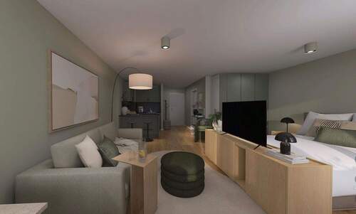 Wohnzimmer - 1 Zimmer Etagenwohnung zur Miete in Stuttgart