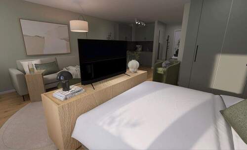 Schlafbereich - 1 Zimmer Etagenwohnung in Stuttgart