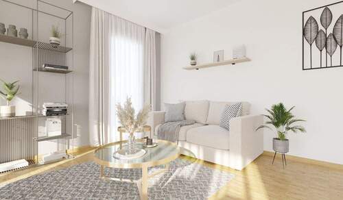 Im geräumigen Wohnzimmer kommt Ihre Familie zusammen - Hell und freundliche Eigentumswohnung mit 3 Zimmern und praktischem Abstellraum