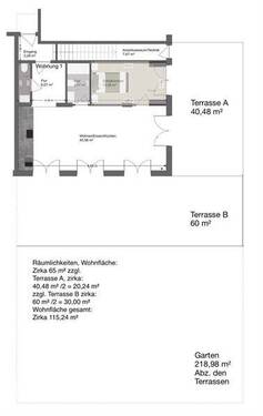 Grundriß + Terrassen + Garten - 