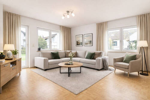 Wohnzimmer EG virtuelle Renovierung und Möblierung - 6 Zimmer Einfamilienhaus in Neumarkt in der Oberpfalz