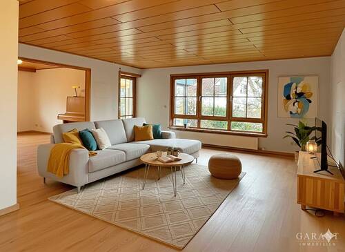 Wohnzimmer EG KI - 4 Zimmer Einfamilienhaus zum Kaufen in Allmersbach im Tal