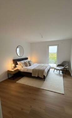 Schlafzimmer - digital gestaged - 3 Zimmer Terrassenwohnung zur Miete in Frankfurt am Main