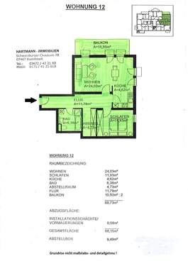 Grundriss - Schöne 2-Zimmer-Wohnung mit Balkon in ruhiger Stadtrandlage von Rudolstadt