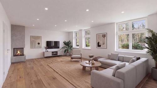 Visualisierung: Wohnzimmer EG - Fertig geplant zum Traumhaus - Einfamilienhaus in Falkensee mit Architektenkonzept