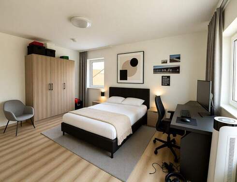 Jugendzimmer - Einrichtungsbeispiel - Eigennutzung oder WG-Potenzial: 3-Zimmer-Wohnung mit Balkon - Zentral in Erding + Außenstellplatz