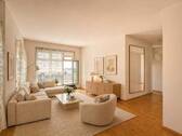 Wohnzimmer - Einrichtungsbeispiel - Helle 4-Zi.-Dachgeschosswohnung mit großer Südwest-Terrasse in Waldtrudering