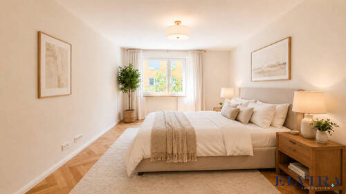 Schlafzimmer - ELVIRA - Schwabing-West BESTLAGE schöne 3-Zimmer-Wohnung mit Balkon und Lift, vollständig renoviert