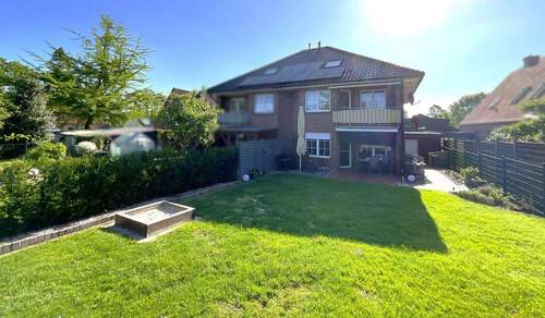 Gartenansicht - Doppelhaushälfte mit zwei separaten Wohnungen in ruhiger, aber zentraler Lage von Mettingen