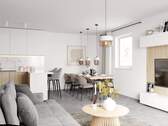 visualisierung Wohn- und Essbereich - Etagenwohnung mit 99,60 m&sup2; in Dormagen zum Kaufen