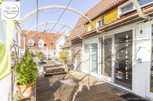 Terrasse 1. OG - Charmantes Fachwerkhaus mit weiterem Baufenster in Aichwald-Schanbach wartet auf Sie!