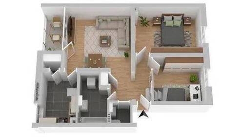 Beispielhaft möbliert - 