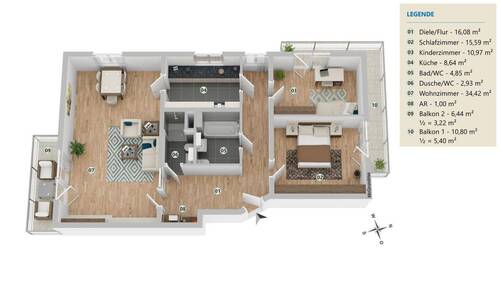 Großzügige 3-Zimmerwohnung - 