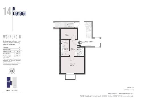 tagheller Souterrainbereich mit 2. Bad - 