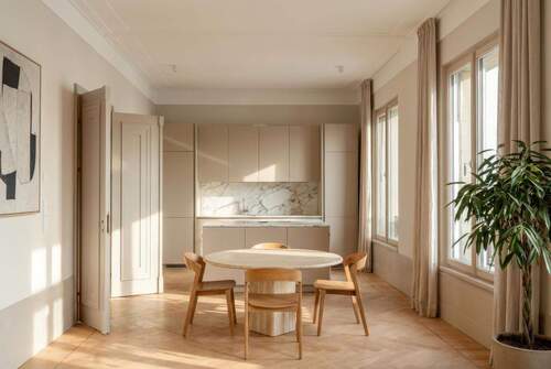 Küche und Essbereich (Digitales Staging) - 3 Zimmer Etagenwohnung in Potsdam