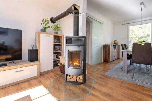 Moderner Wohnraum mit Kamin_ohne Rad - 