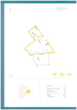 Raumaufteilung mit Flächenangaben - 