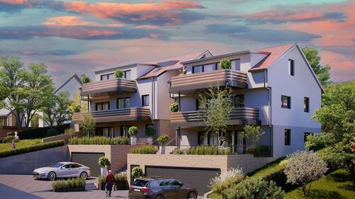 Außenansicht-rechts-Sonnenuntergang - NEUE HORIZONTE ERBACH - Luxuriöse Panorama-Wohnung