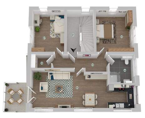 Bild 1 - Moderne 3-Zimmer Etagenwohnung mit Balkon, Einbauküche & Wohlfühl-Klimaboden