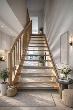 Treppenaufgang (alle dargestellten Möbel sind virtuell eingefügt (digitale / KI-basierte Visualisierung). - 5 Zimmer Einfamilienhaus zum Kaufen in Bruchköbel