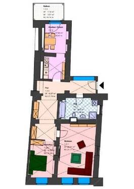 2721.01 - EGL - Grundriss - Erstbezug nach Komplettsanierung - großzügige 2-Raum Wohnung im Stadtzentrum von Zittau