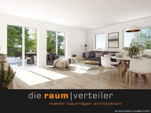 Visualisierung Wohnen - Moderne 3-Zimmer-Neubauwohnung im 1. OG - Balkon, Tiefgarage & Fahrstuhl