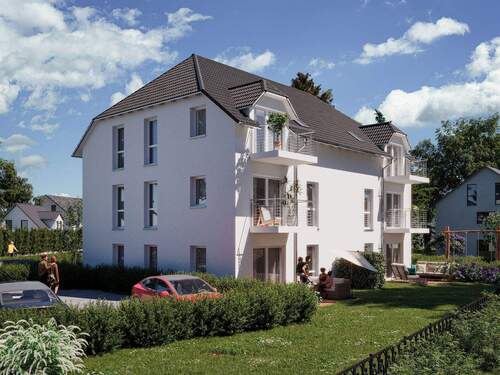 Hausansicht mit Balkonen.jpg - Eigentumswohnung mit Terasse in Mehrfamilienhaus (WE1)