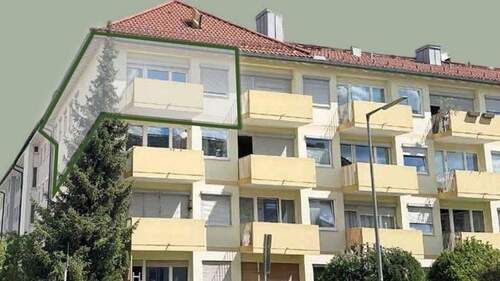 Außenansicht von Süden - Sehr gut geschnittene, helle 4-Zi-Whg mit 2 Balkonen in ruhiger & zentraler Lage von München-Laim