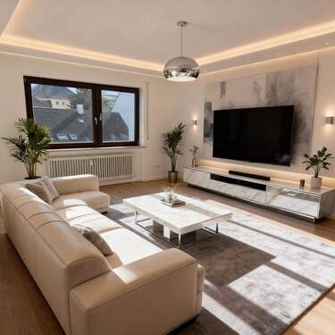 Wohnzimmer KI staged - Etagenwohnung mit 81,00 m&sup2; in Augsburg zum Kaufen