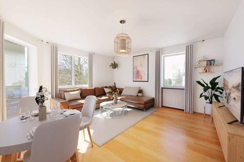 Visualisierung Wohnen - 2-Zimmer-Wohnung mit 2 Balkonen und Tiefgarageneinzelstellplatz