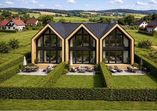 Neubauprojekt mit drei modernen Reihenhäusern - Neubauprojekt mit drei modernen Reihenhäusern