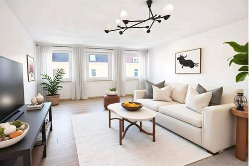 Wohnzimmer mit KI bearbeitet - PROVISIONSFREI: Urbanes wohnen nahe Isar - 3 Zimmer, lichtdurchflutet & perfekt fürs Home Office