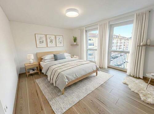 Schlafzimmer mit KI bearbeitet - 3 Zimmer Etagenwohnung in München