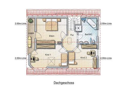 Wohnhaus Dachgeschoss - 
