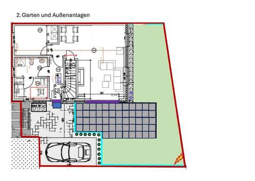 Garten, Terrasse u. Stellplatz - 