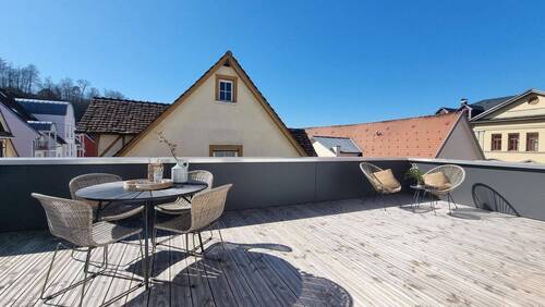 Dachterasse mit Schloßblick - 3-Zimmer Penthouse Wohnung in sehr zentraler Lage mit Dachterrasse und Aufzug