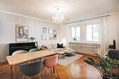 Wohn-/Essbereich - Bestlage Herzogpark: Kufsteiner Platz & Isar. 3-Zi.-Whg. mit luftiger Deckenhöhe, Balkon & Garage.