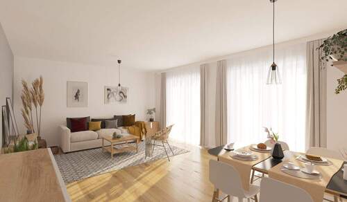 Visualisierung des Wohnzimmers im Einfamilienhaus - 