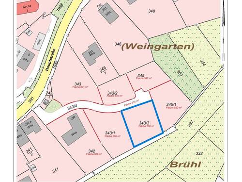Lageplan Baugebiet Weingarten - Flst. 343/3, ca. 500 m² - 