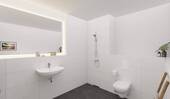 Modern gefliestes Bad mit bodengleicher Dusche - Etagenwohnung mit 97,70 m² in Frankfurt (Oder) zum Kaufen